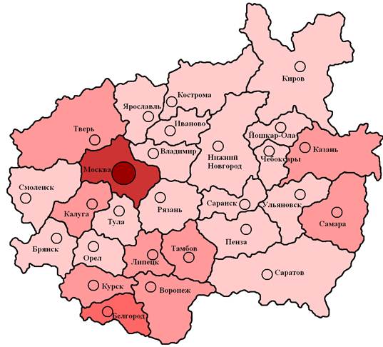 Карта регионов россии цфо