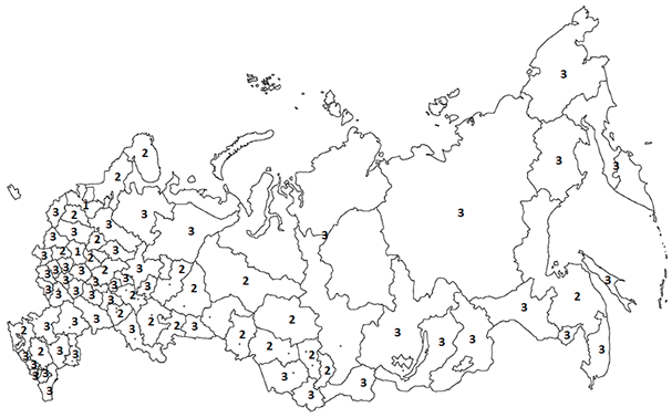 Контурная карта россии с регионами и областями