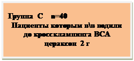 Подпись: Группа  С    n=40
Пациенты которым вв водили до кроссклампинга ВСА цераксон  2 г